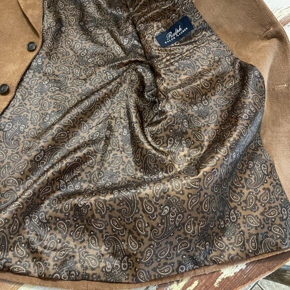 Ralph Lauren Blazer 43L Brown Corduroy Brown with Paisley Lining Really Sharp - Picture 12 of 12